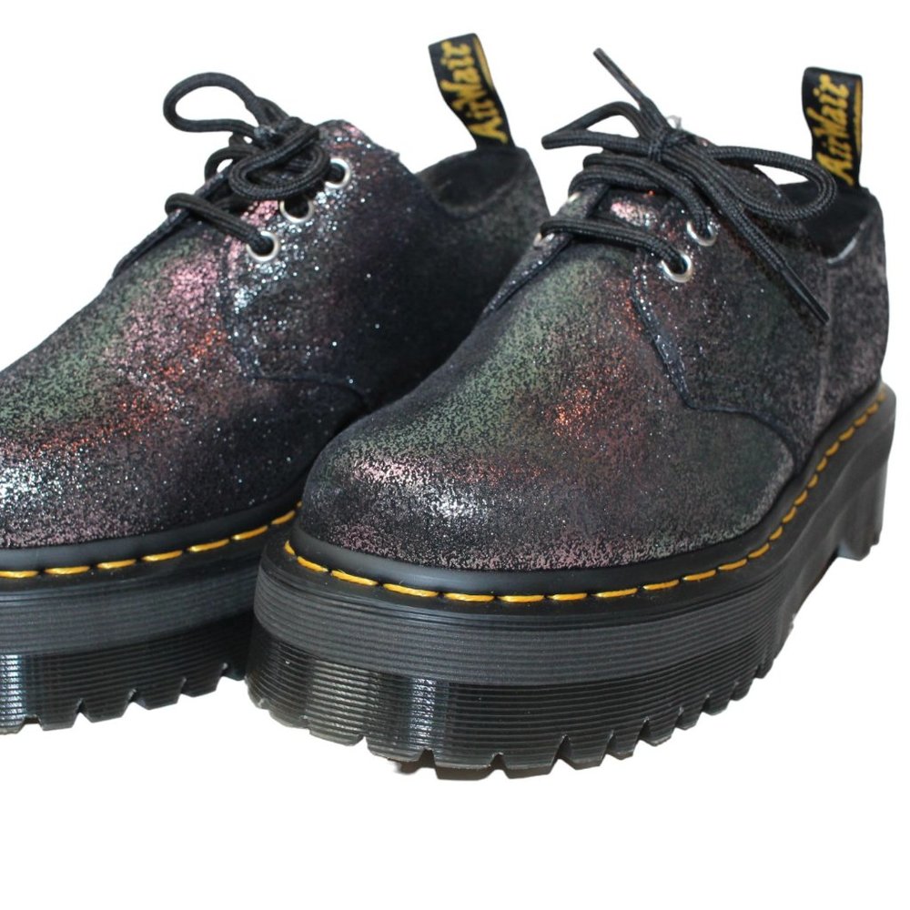 Dr Martens 1461 Quad FL Platform Oxford Purple Glitter Fur Lined Women's 7 NEW!